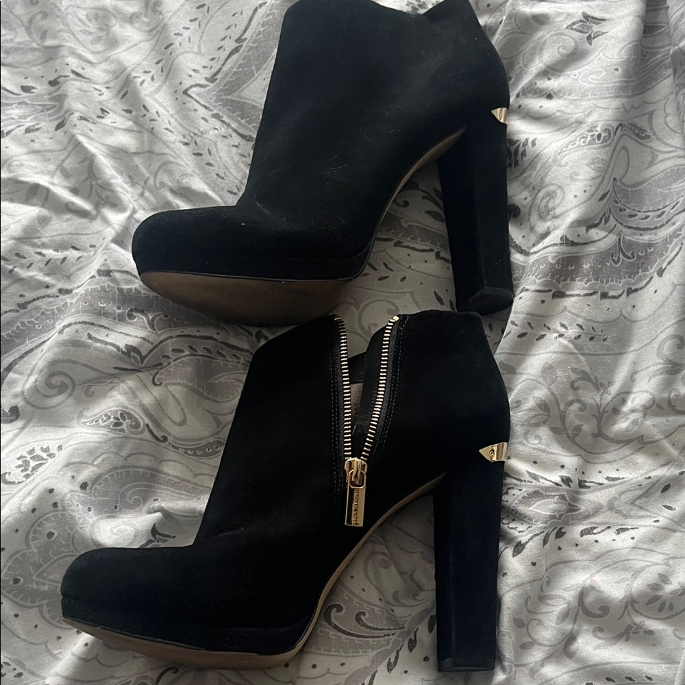 MICHAEL Michael Kors Black and Gold Heeled Boots